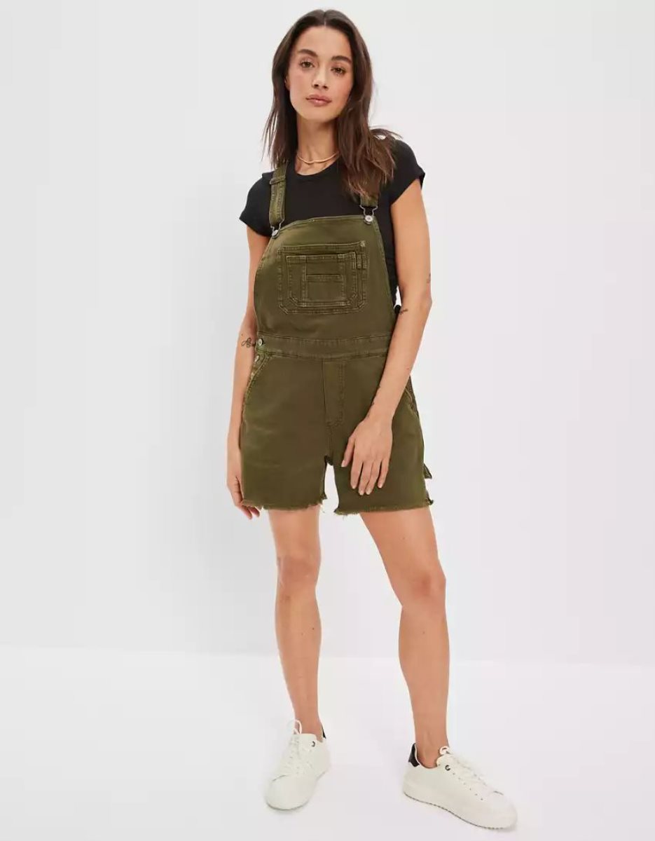 Shorts American Eagle AE Stretch Baggy Overall Vert Olive Femme | QRV-99866426